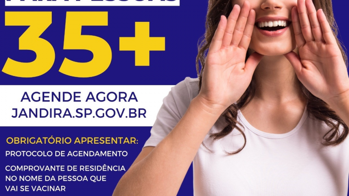 Prefeitura de Jandira anuncia antecipação da vacinação contra a COVID-19 para os jandirenses com 35 anos ou mais