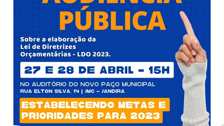 Prefeitura de Jandira anuncia audiência pública LDO – 2023